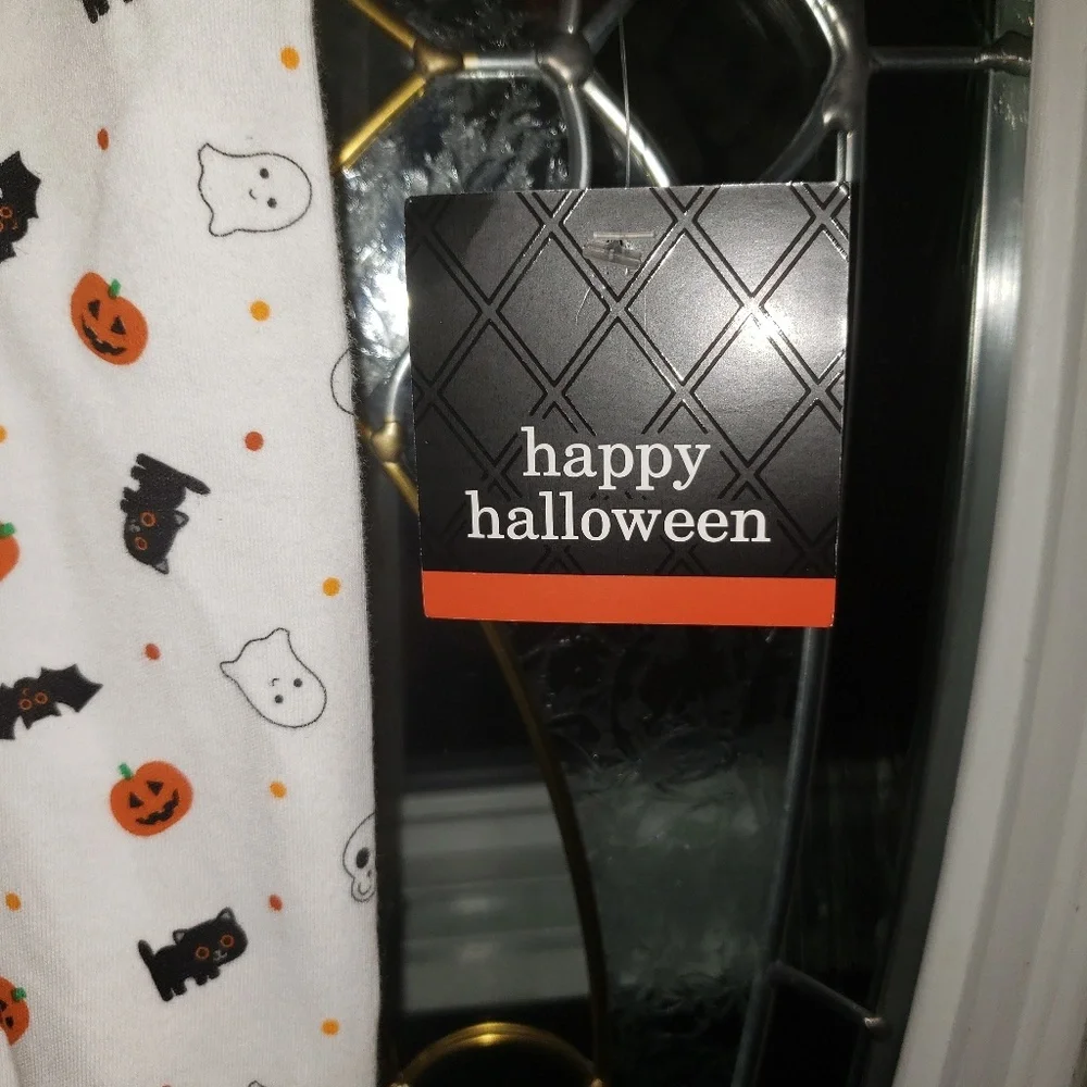 Halloween Baby Footed Sleeper - White & Orange Pumpkin Print